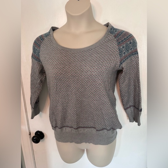 NORTH FACE Long Sleeve Nordic Sweater Womens Wool Blend Gray Y2K Sz L #1727 - Picture 3 of 9